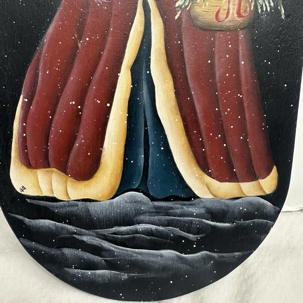 Santa‎ Claus Folk Art painting On Wood Christmas Wall Decor 